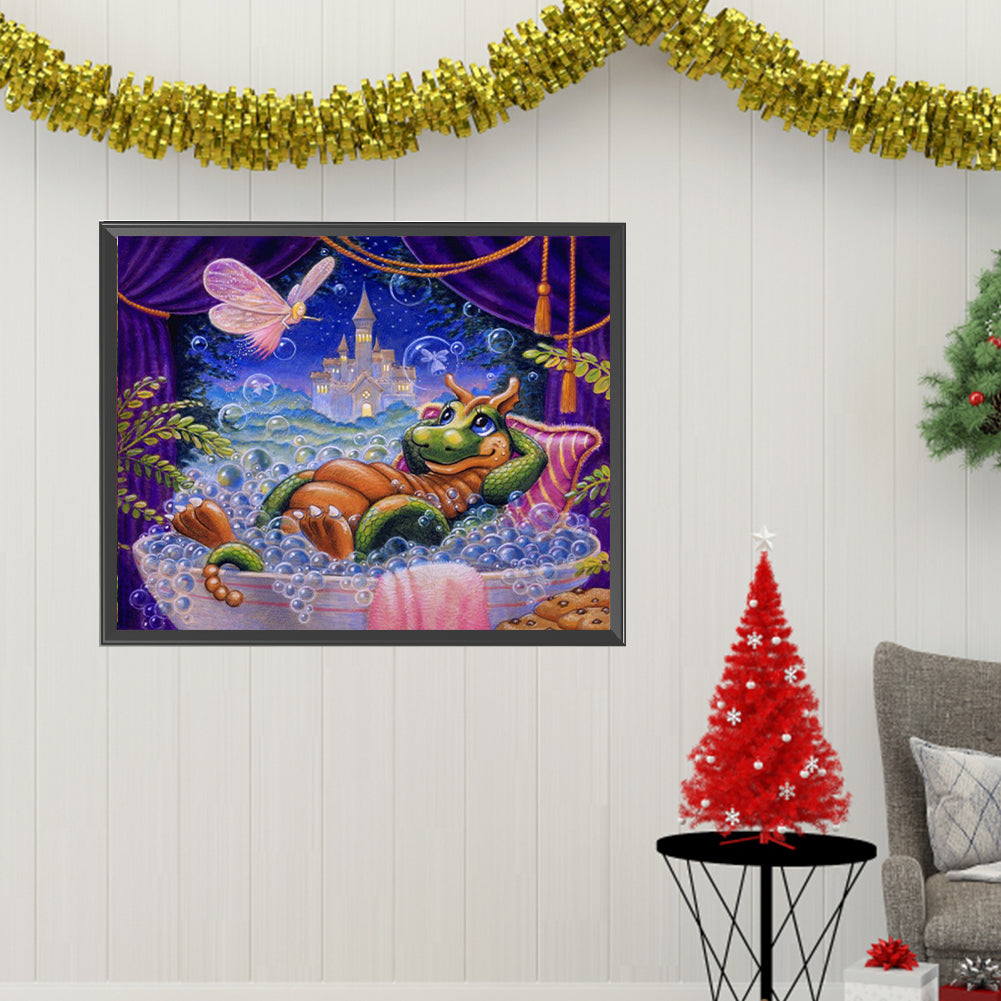 Little Dragon Taking A Bath - Full Square Drill Diamond Painting 50*40CM