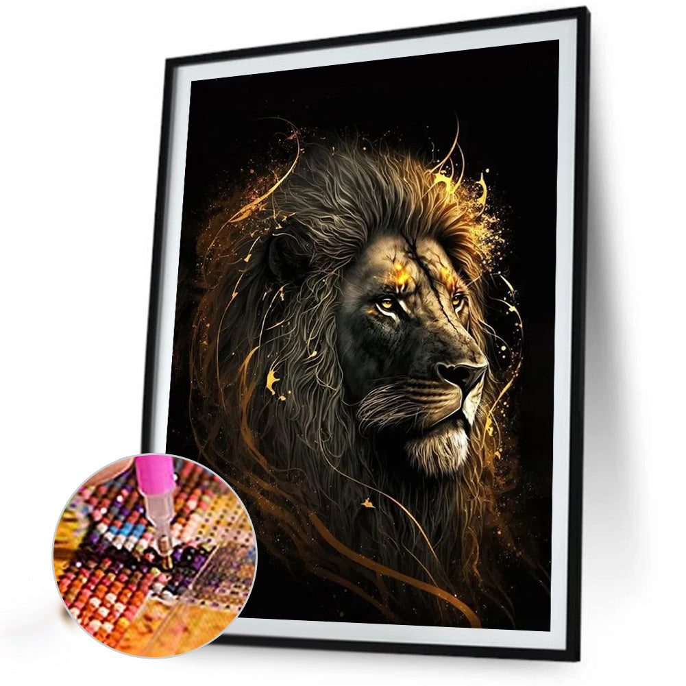 Blond Lion - Full AB Round Drill Diamond Painting 40*55CM