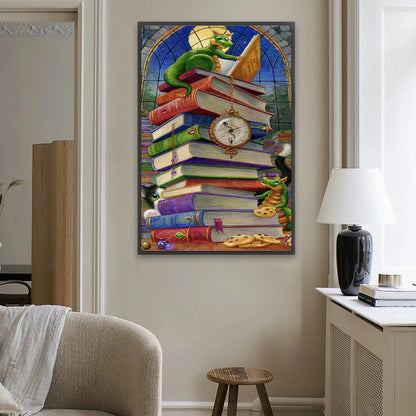 Little Dragon On The Book - Full Square Drill Diamond Painting 40*60CM