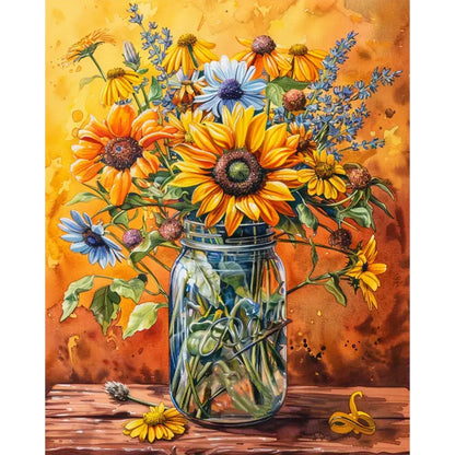 Sunflower Vase - 11CT Stamped Cross Stitch 40*50CM
