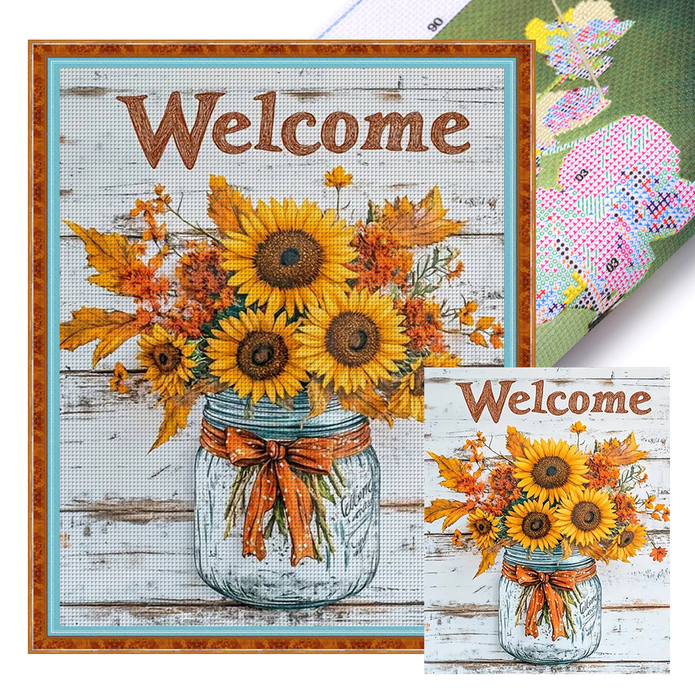 Sunflower Vase - 11CT Stamped Cross Stitch 40*50CM