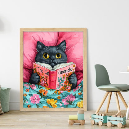 Reading Cat - 11CT Stamped Cross Stitch 40*50CM
