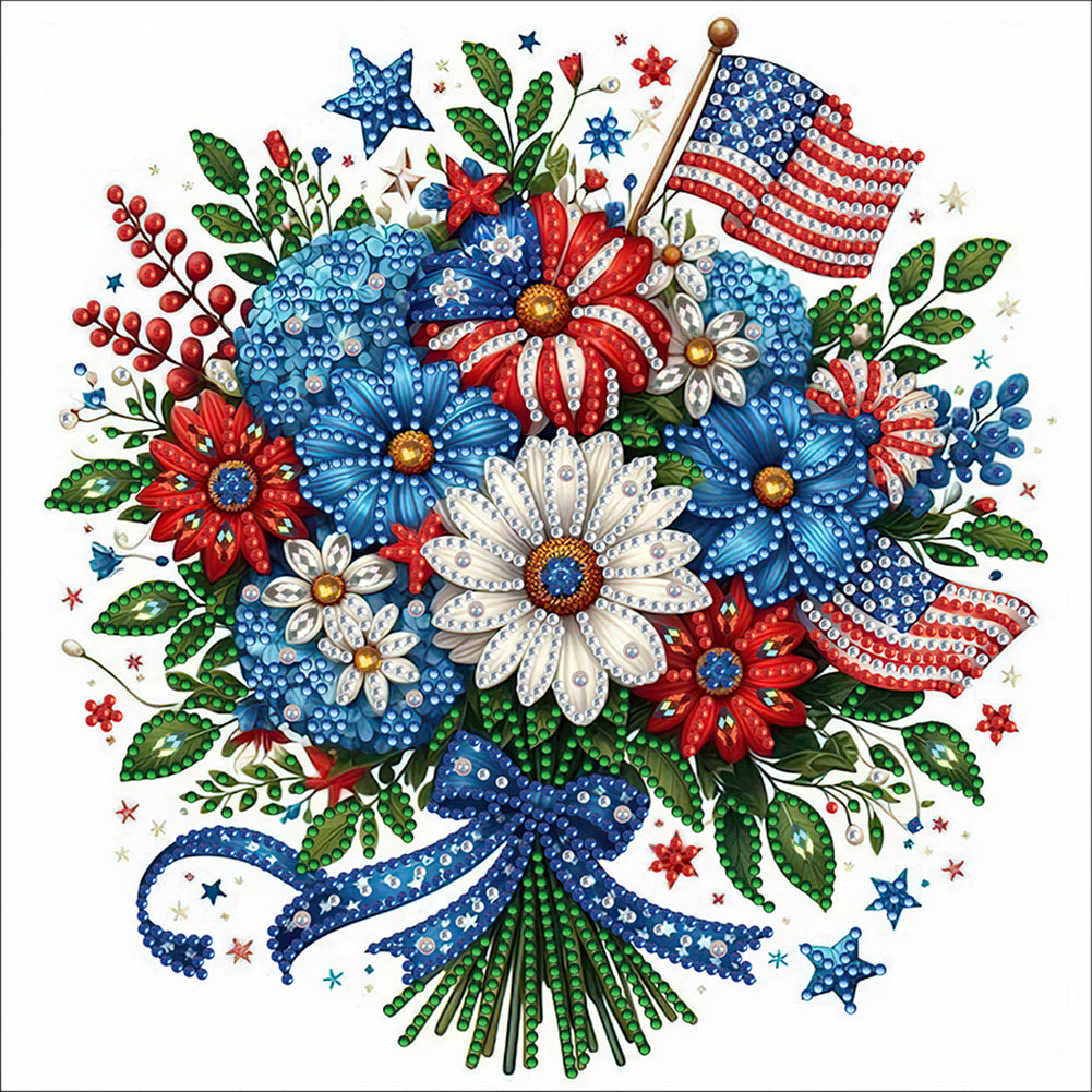 Independence Day Bouquet - Special Shaped Drill Diamond Painting 30*30CM