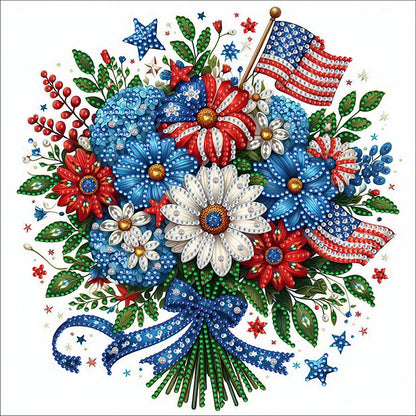 Independence Day Bouquet - Special Shaped Drill Diamond Painting 30*30CM