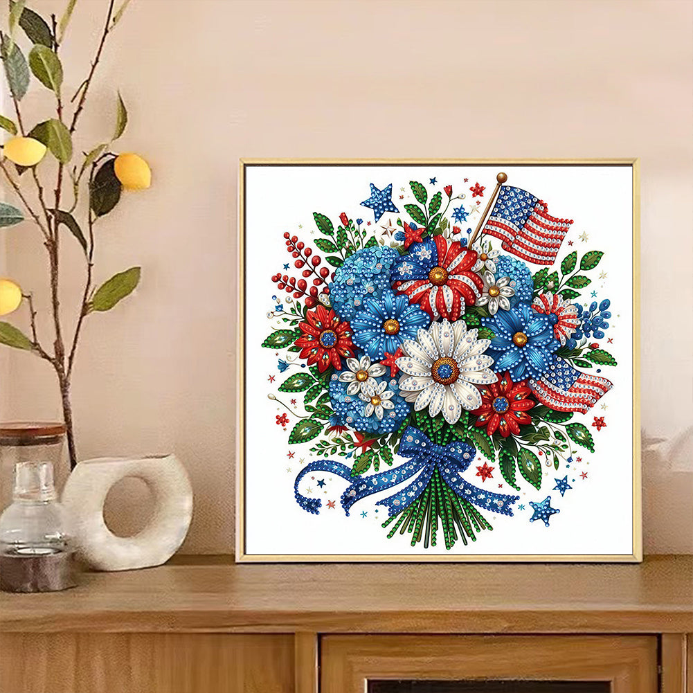 Independence Day Bouquet - Special Shaped Drill Diamond Painting 30*30CM