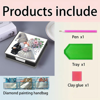 Leather 5D Diamond Painting Kit Note Box Diamond Art Notepad Box for Home Office