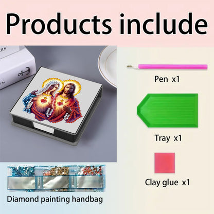 Leather 5D Diamond Painting Kit Note Box Diamond Art Notepad Box for Home Office