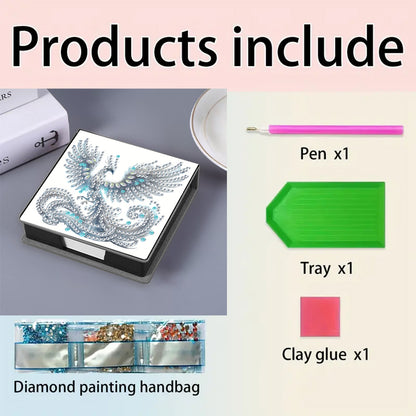 Leather 5D Diamond Painting Kit Note Box Diamond Art Notepad Box for Home Office