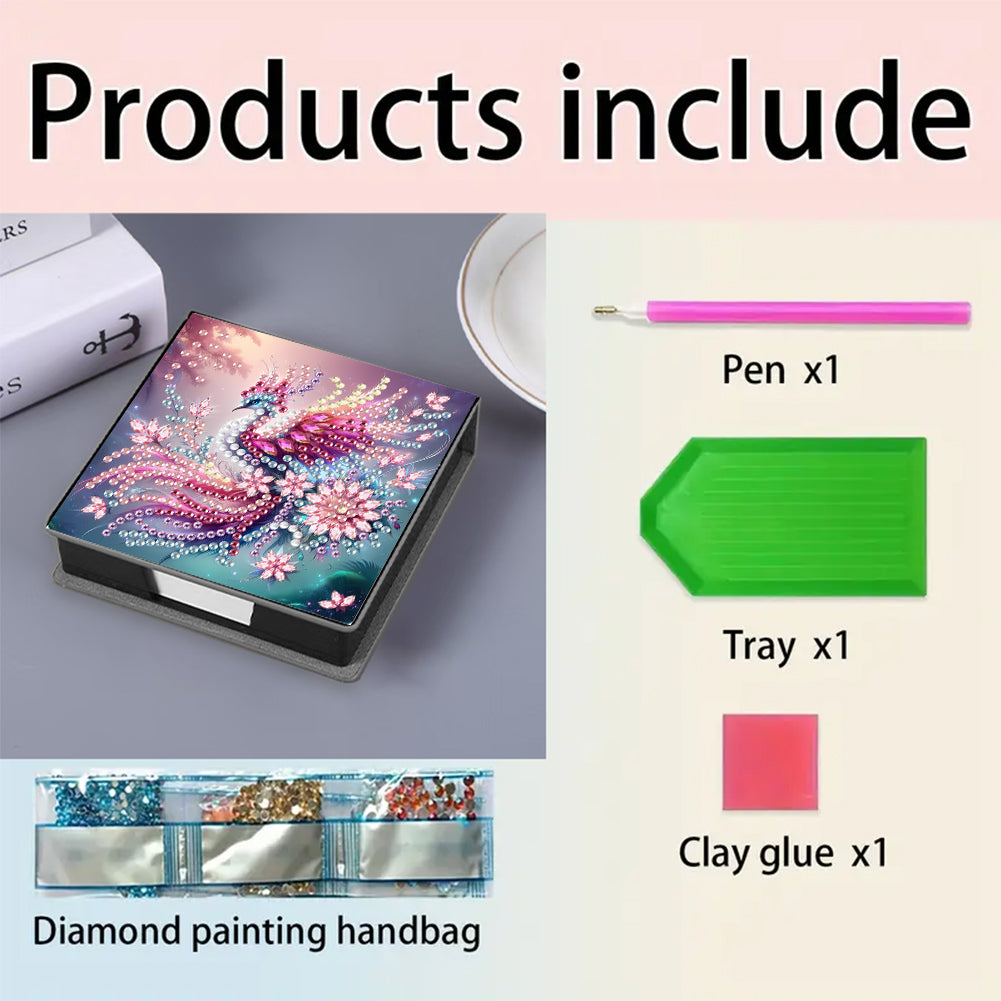 Leather 5D Diamond Painting Kit Note Box Diamond Art Notepad Box for Home Office