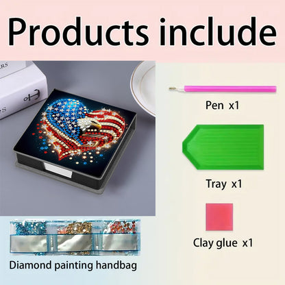 Leather 5D Diamond Painting Kit Note Box Diamond Art Notepad Box for Home Office