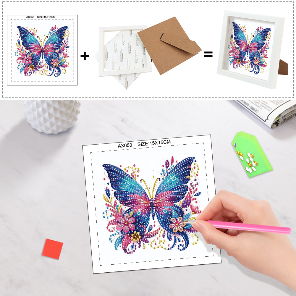 Butterfly Bouquet - Special Shaped Drill Diamond Painting 15*15CM