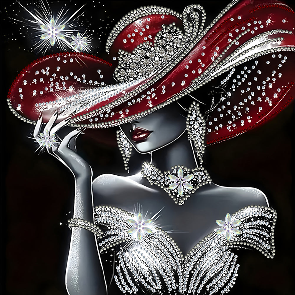 Elegant Lady In Top Hat - Special Shaped Drill Diamond Painting 30*30CM