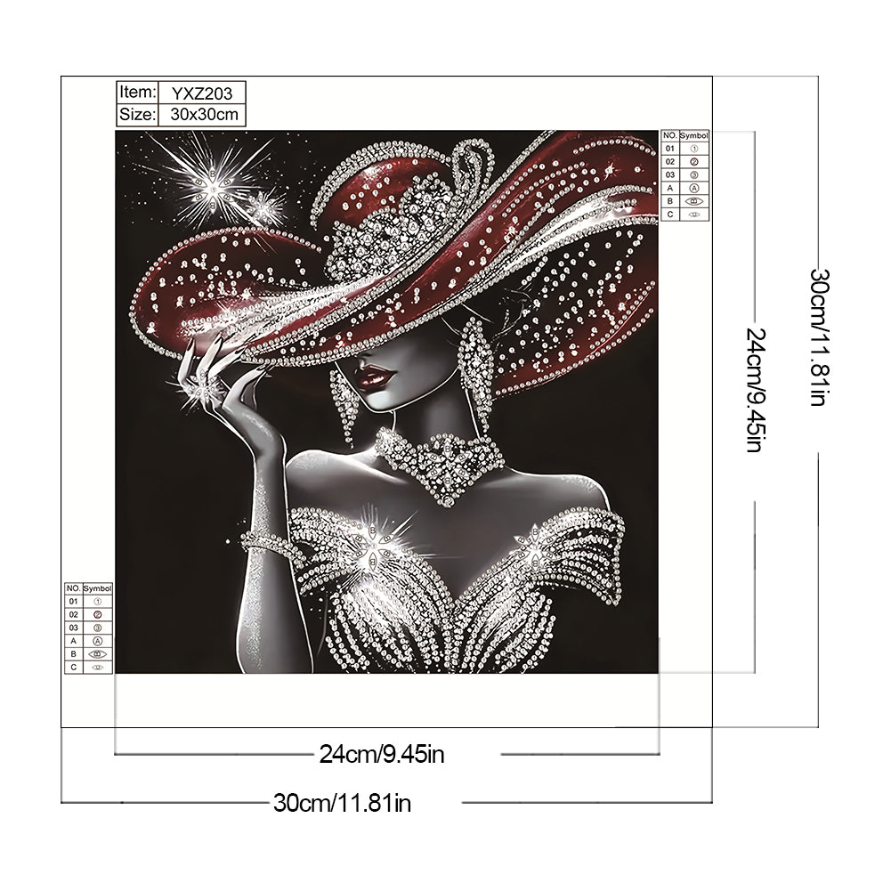 Elegant Lady In Top Hat - Special Shaped Drill Diamond Painting 30*30CM