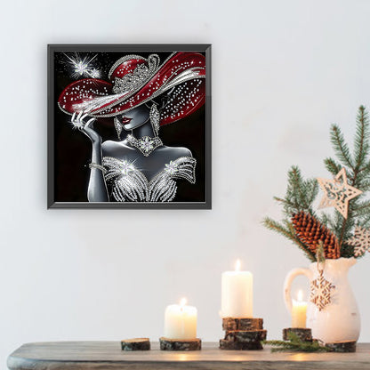 Elegant Lady In Top Hat - Special Shaped Drill Diamond Painting 30*30CM