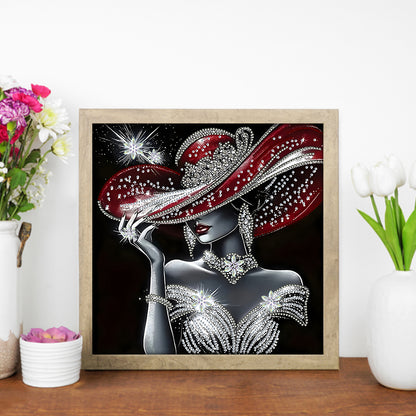 Elegant Lady In Top Hat - Special Shaped Drill Diamond Painting 30*30CM