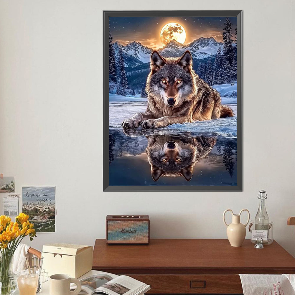 Moon Wolf - Full Round Drill Diamond Painting 40*50CM