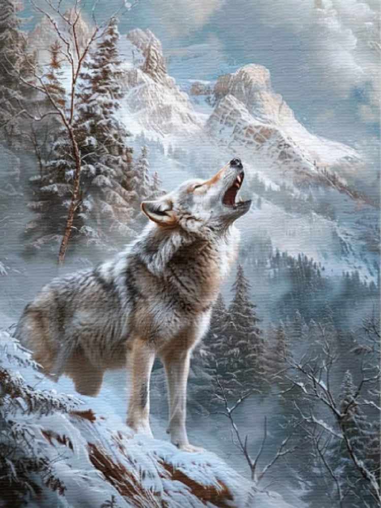 Snow Wolf - Full Round Drill Diamond Painting 40*50CM