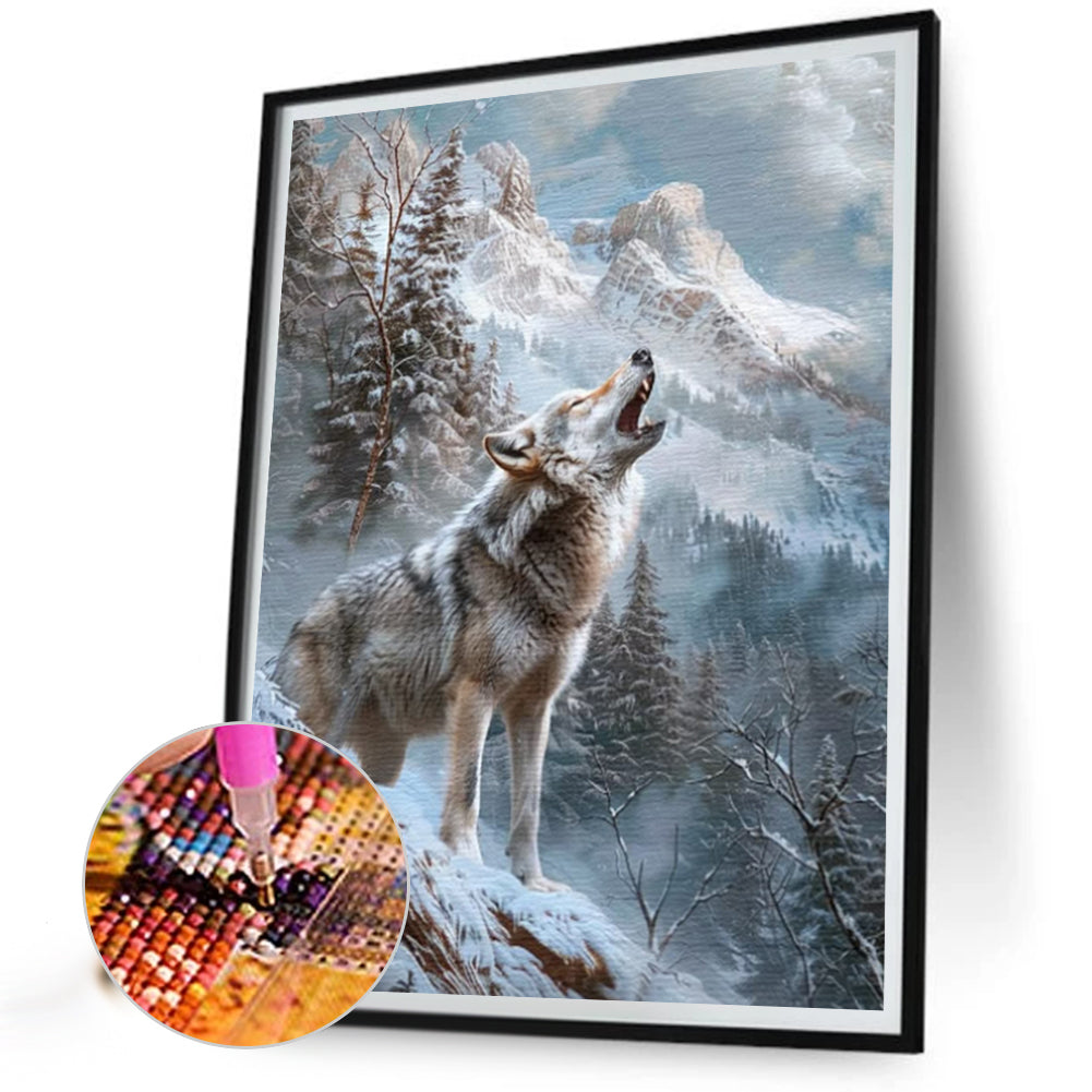 Snow Wolf - Full Round Drill Diamond Painting 40*50CM