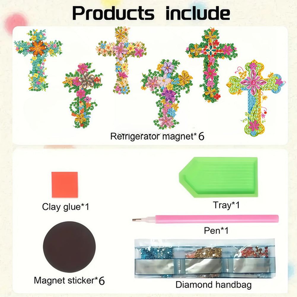 6Pcs Diamond Painting Refrigerator Magnets Diamond Art Kits for Adults Beginners
