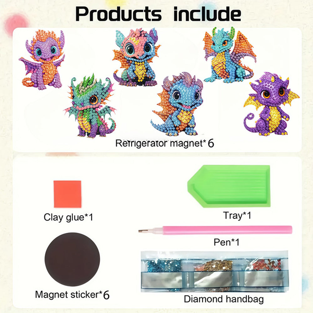 6Pcs Diamond Painting Refrigerator Magnets Diamond Art Kits for Adults Beginners