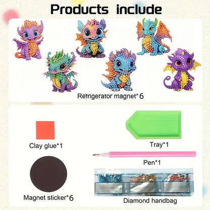 6Pcs Diamond Painting Refrigerator Magnets Diamond Art Kits for Adults Beginners