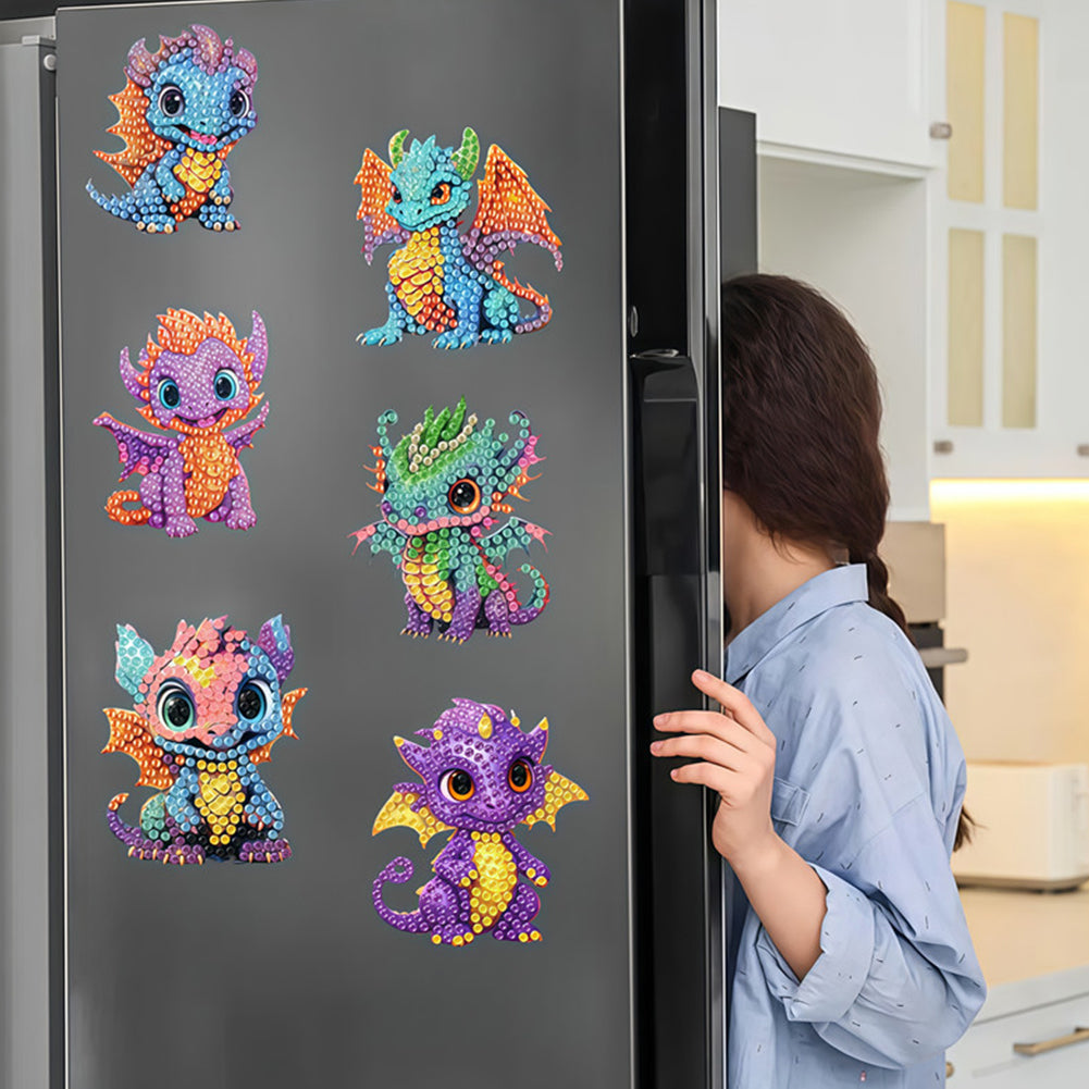 6Pcs Diamond Painting Refrigerator Magnets Diamond Art Kits for Adults Beginners