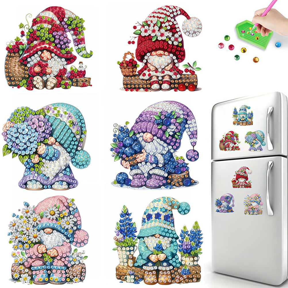6Pcs Diamond Painting Refrigerator Magnets Diamond Art Kits for Adults Beginners