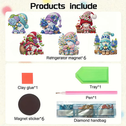 6Pcs Diamond Painting Refrigerator Magnets Diamond Art Kits for Adults Beginners