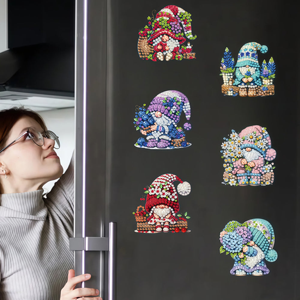 6Pcs Diamond Painting Refrigerator Magnets Diamond Art Kits for Adults Beginners