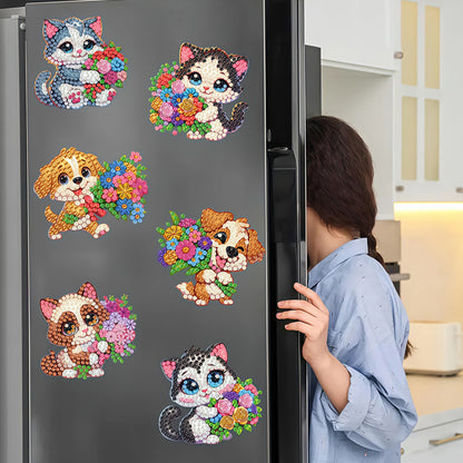 6Pcs Diamond Painting Refrigerator Magnets Diamond Art Kits for Adults Beginners