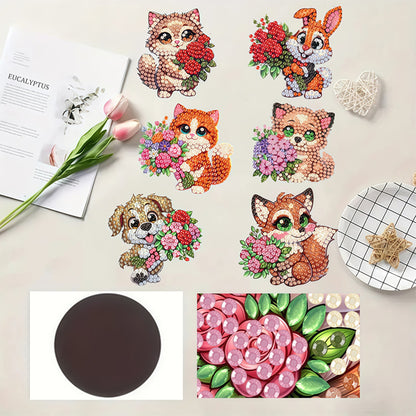 6Pcs Diamond Painting Refrigerator Magnets Diamond Art Kits for Adults Beginners