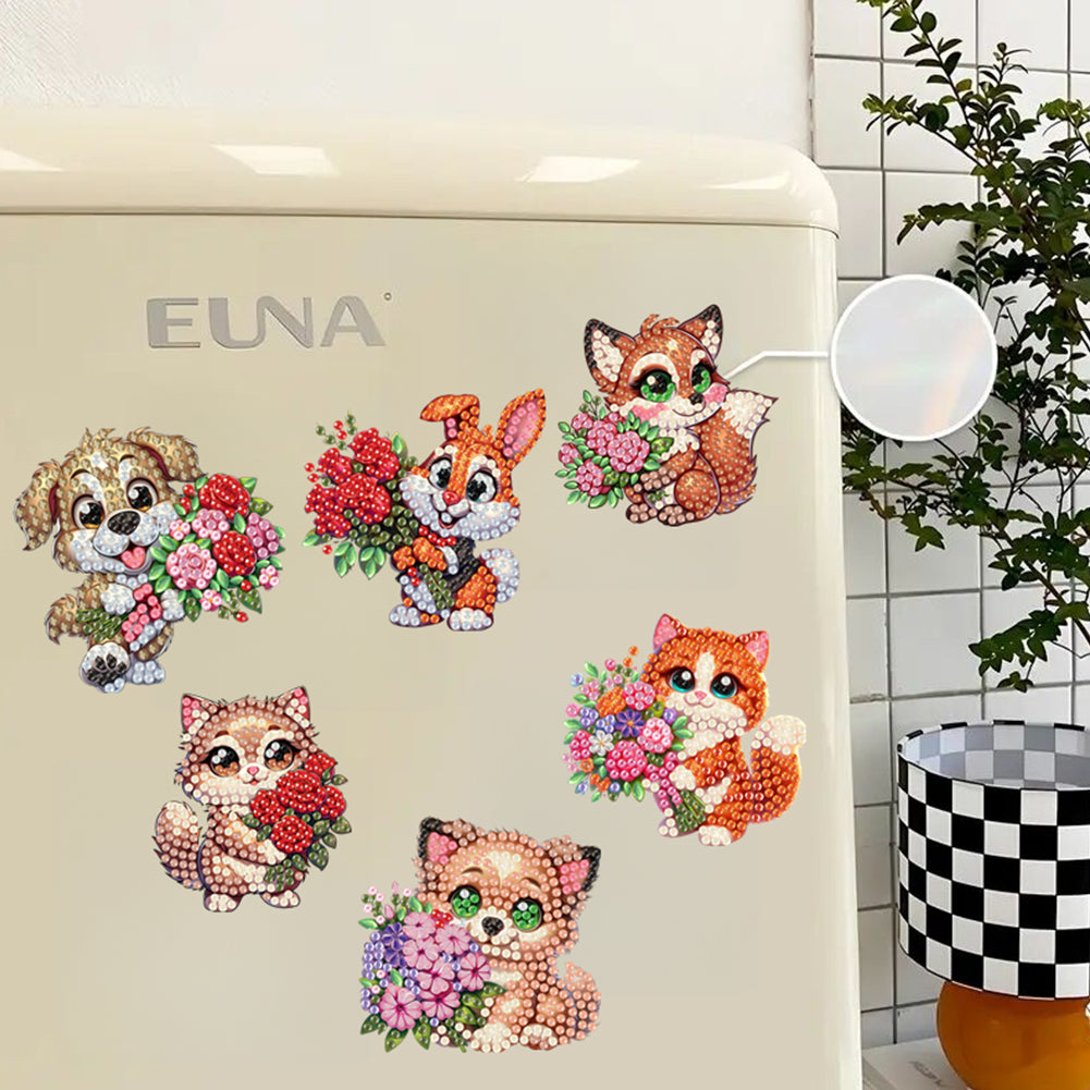 6Pcs Diamond Painting Refrigerator Magnets Diamond Art Kits for Adults Beginners