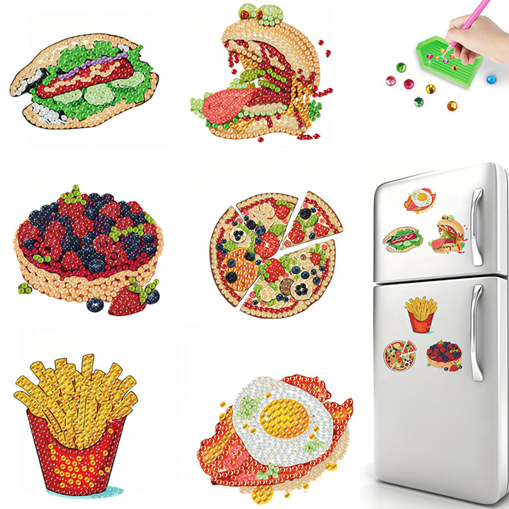 6Pcs Diamond Painting Refrigerator Magnets Diamond Art Kits for Adults Beginners