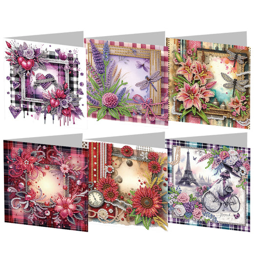6pcs Diamond Painting Greeting Cards Handmade DIY Diamond Art Cards for Adults