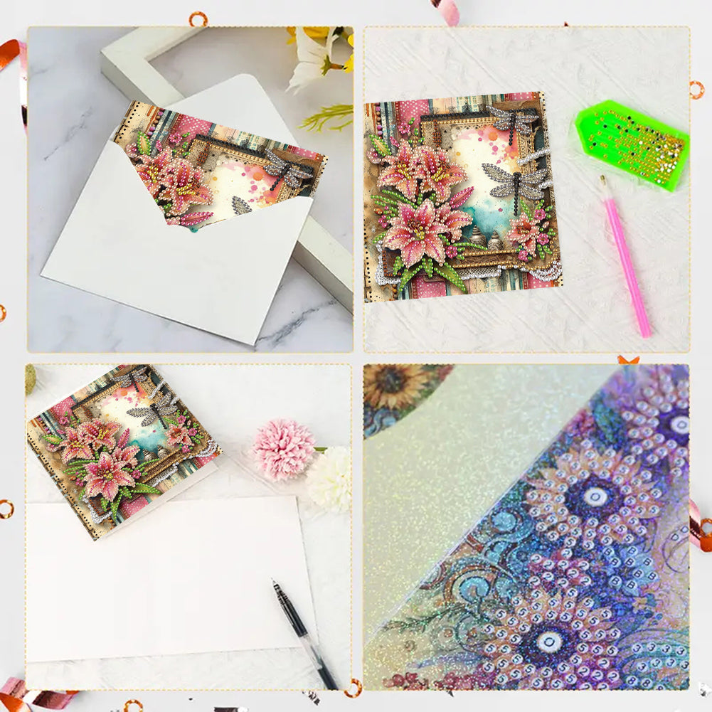 6pcs Diamond Painting Greeting Cards Handmade DIY Diamond Art Cards for Adults