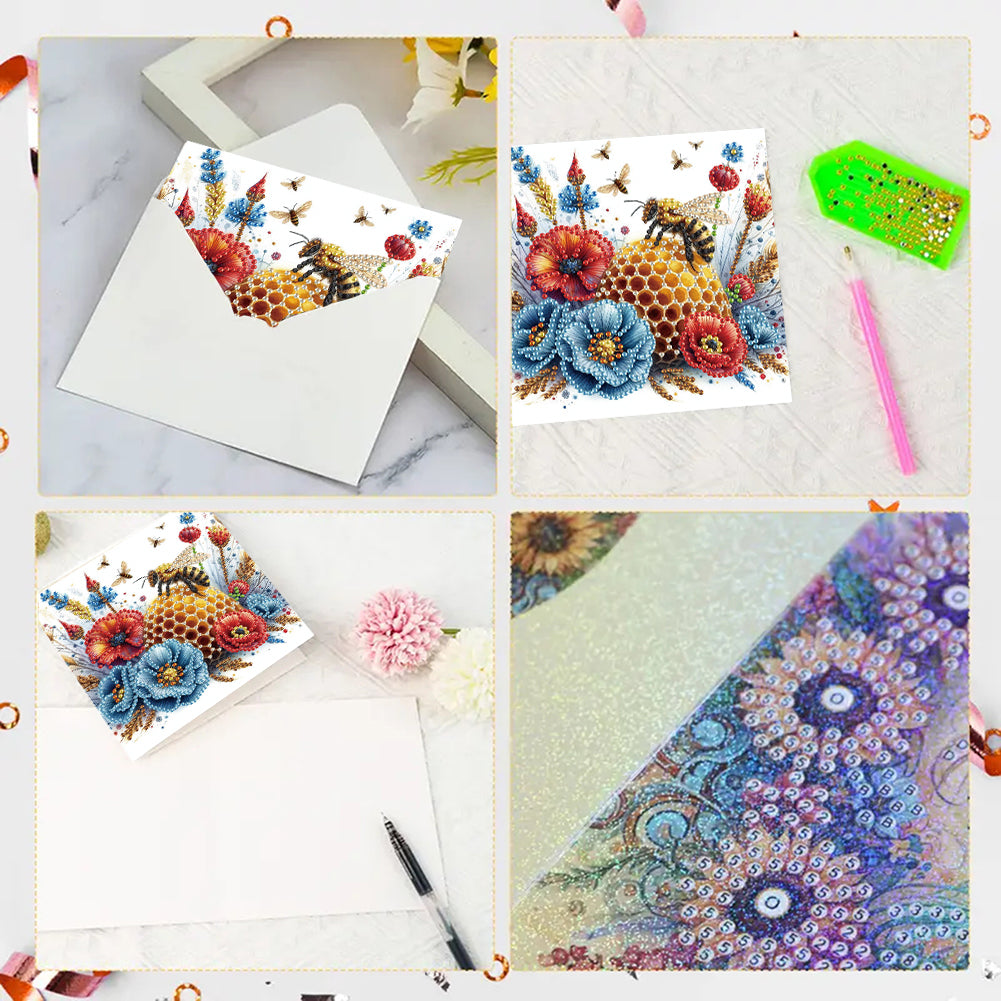 6pcs Diamond Painting Greeting Cards Handmade DIY Diamond Art Cards for Adults
