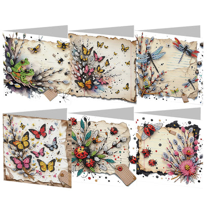 6pcs Diamond Painting Greeting Cards Handmade DIY Diamond Art Cards for Adults