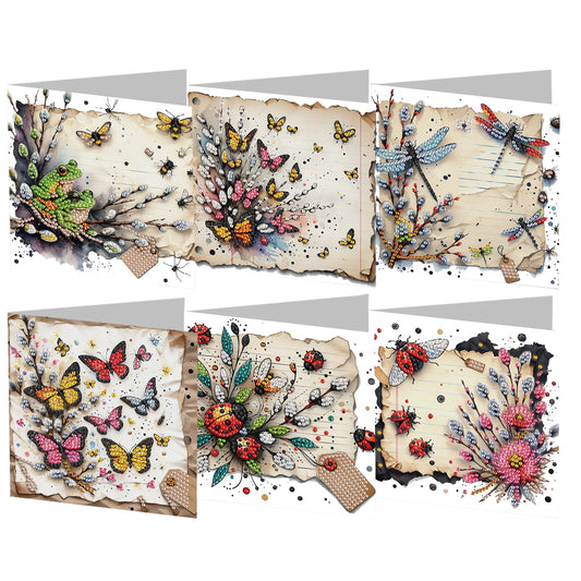 6pcs Diamond Painting Greeting Cards Handmade DIY Diamond Art Cards for Adults