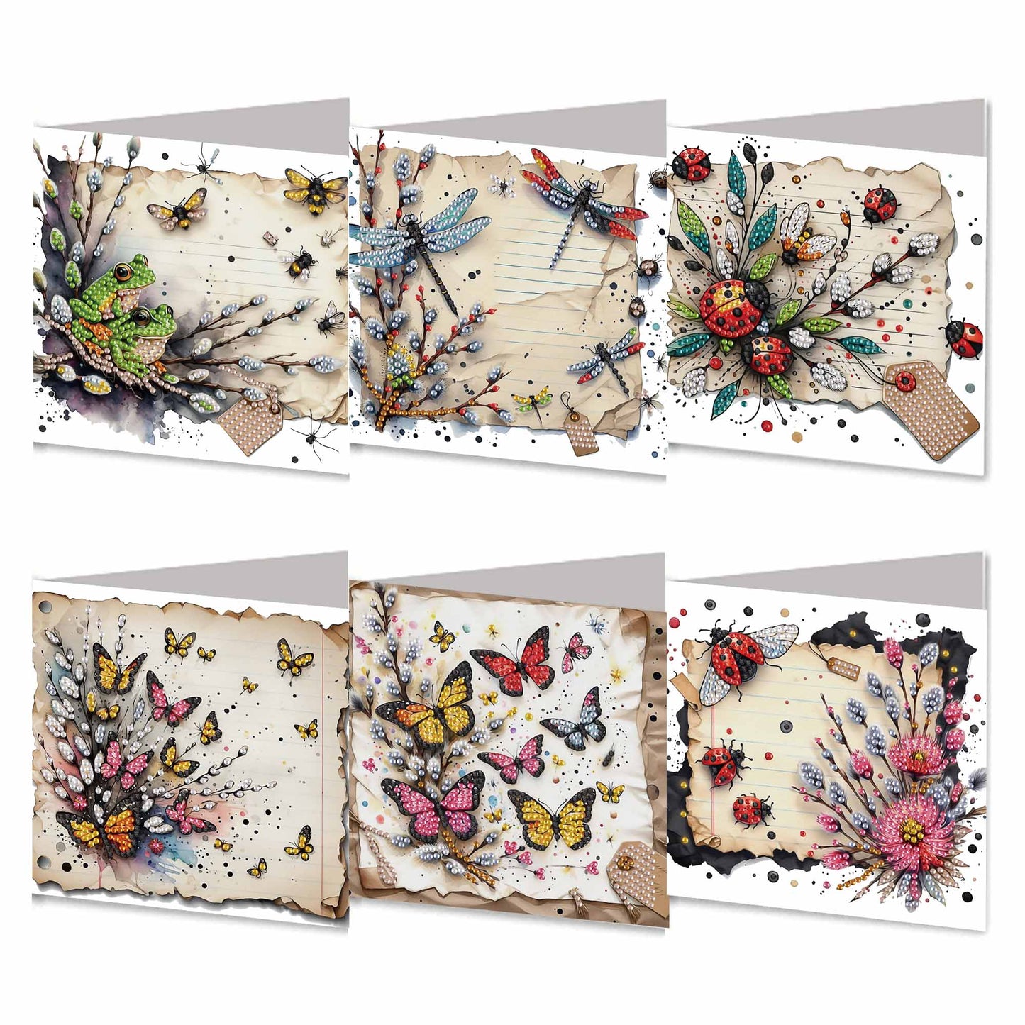 6pcs Diamond Painting Greeting Cards Handmade DIY Diamond Art Cards for Adults