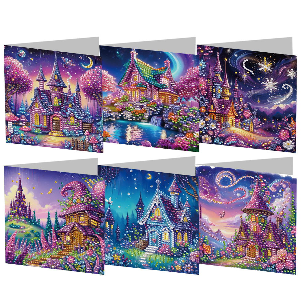 6pcs Diamond Painting Greeting Cards Handmade DIY Diamond Art Cards for Adults