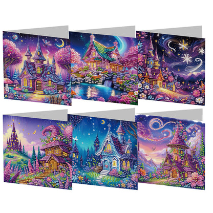 6pcs Diamond Painting Greeting Cards Handmade DIY Diamond Art Cards for Adults