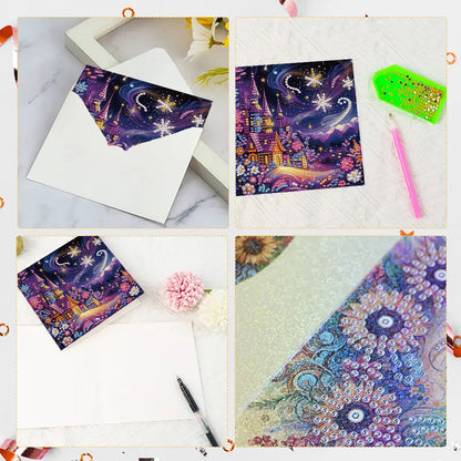6pcs Diamond Painting Greeting Cards Handmade DIY Diamond Art Cards for Adults