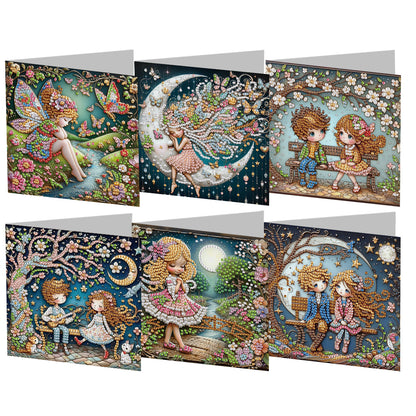 6pcs Diamond Painting Greeting Cards Handmade DIY Diamond Art Cards for Adults