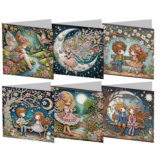 6pcs Diamond Painting Greeting Cards Handmade DIY Diamond Art Cards for Adults