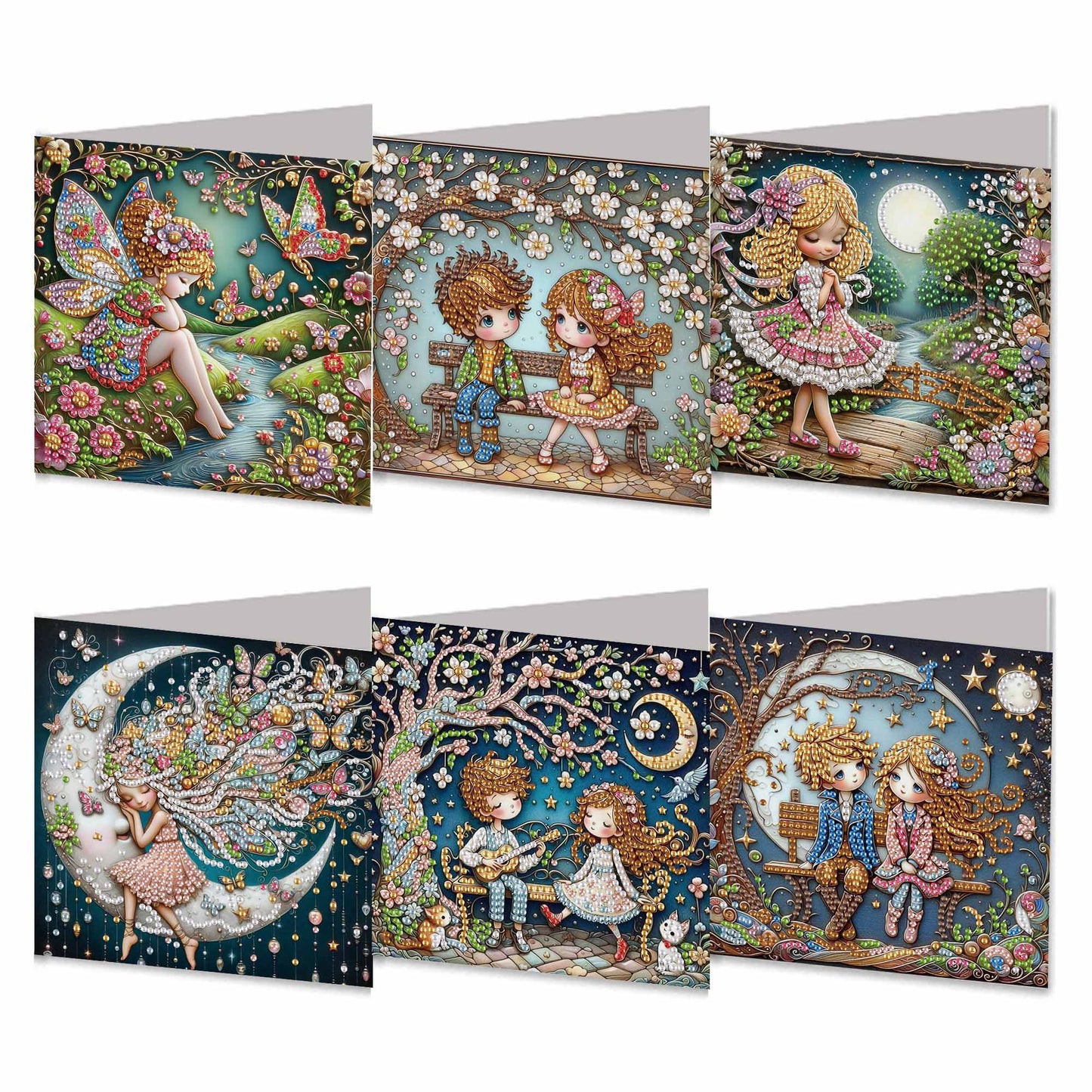 6pcs Diamond Painting Greeting Cards Handmade DIY Diamond Art Cards for Adults