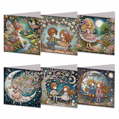 6pcs Diamond Painting Greeting Cards Handmade DIY Diamond Art Cards for Adults