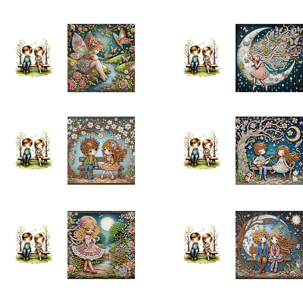 6pcs Diamond Painting Greeting Cards Handmade DIY Diamond Art Cards for Adults