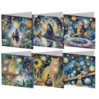 6pcs Diamond Painting Greeting Cards Handmade DIY Diamond Art Cards for Adults