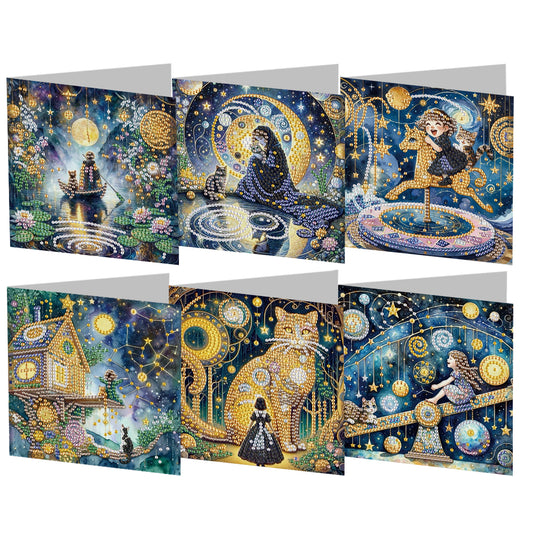 6pcs Diamond Painting Greeting Cards Handmade DIY Diamond Art Cards for Adults