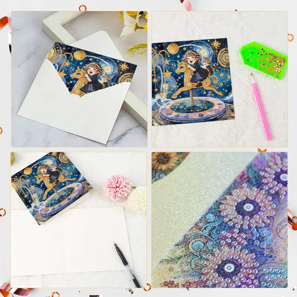 6pcs Diamond Painting Greeting Cards Handmade DIY Diamond Art Cards for Adults